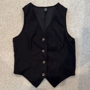 Shein Black Corduroy Button-Up Vest